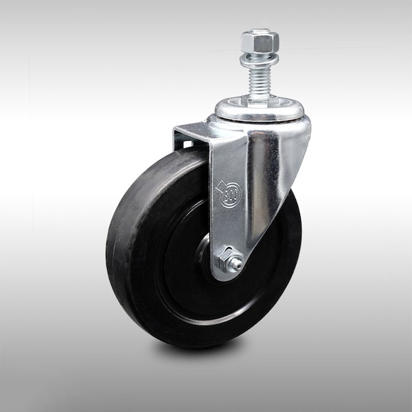 5 Inch SS Soft Rubber Wheel Swivel 12mm Threaded Stem Caster